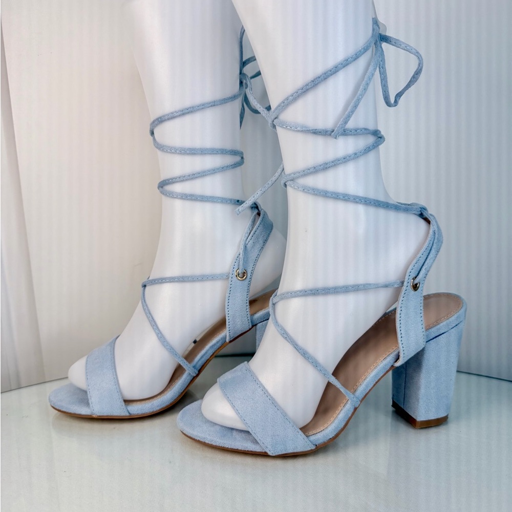 Elegant Light Blue Strappy Heels